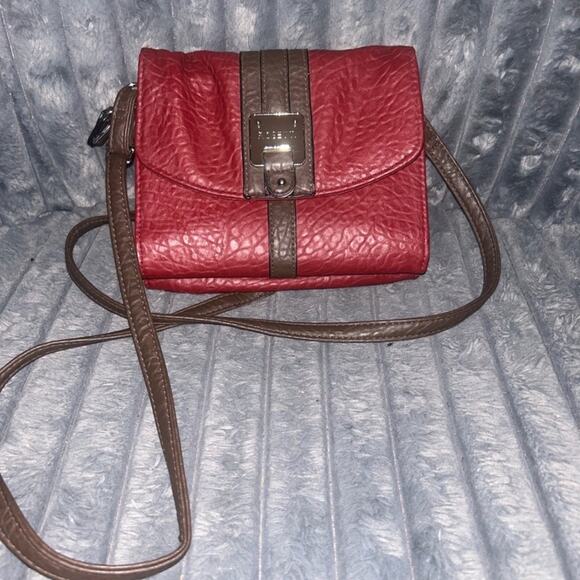 Red and Brown Rosetta Leather Crossbody Bag - Picture 1 of 12